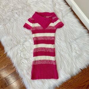 Y2k vintage chillipop pink stripe sweater XXS